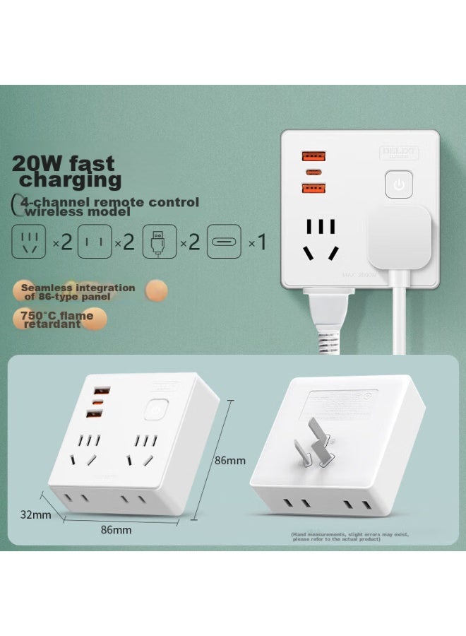 Delixi 20wpd Fast Charging 86-type Socket Adapter/converter Plug/usb+type-c Charging/socket Extension/one-to Power Strip/power Bar 4-outlet Wireless - Image 4