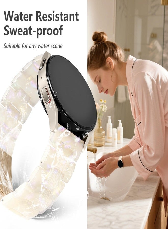 Lerobo Resin Band Compatible with Samsung Watch Bands 7 6 5 4 40mm 44mm for Women Men Galaxy Watch 4 6 Classic 42mm 46mm 43mm 47mm Galaxy 5 Pro 45mm Active 2 40mm 42mm, 20mm Watch Band Cream White - Image 4