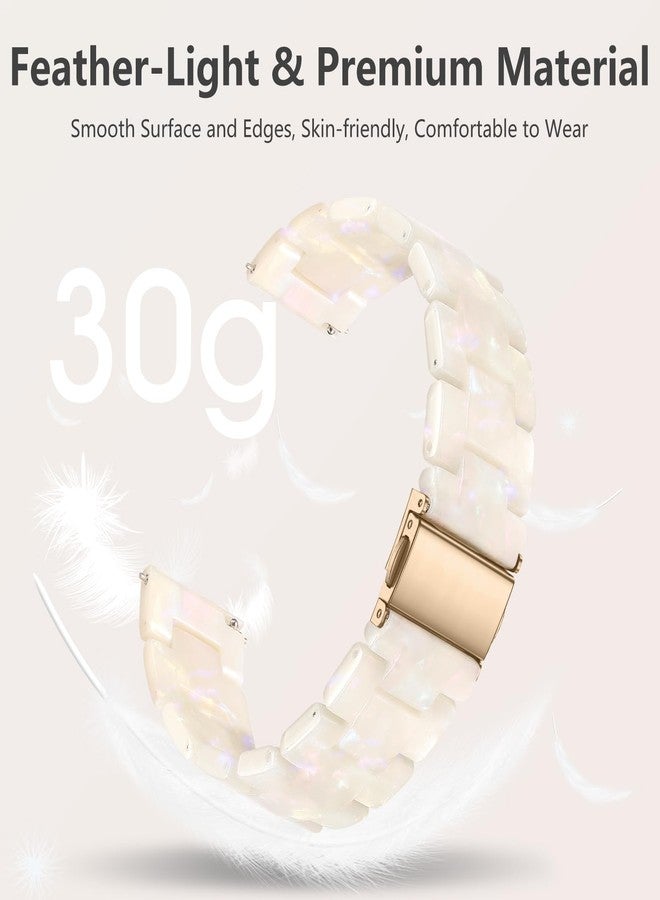 Lerobo Resin Band Compatible with Samsung Watch Bands 7 6 5 4 40mm 44mm for Women Men Galaxy Watch 4 6 Classic 42mm 46mm 43mm 47mm Galaxy 5 Pro 45mm Active 2 40mm 42mm, 20mm Watch Band Cream White - Image 3