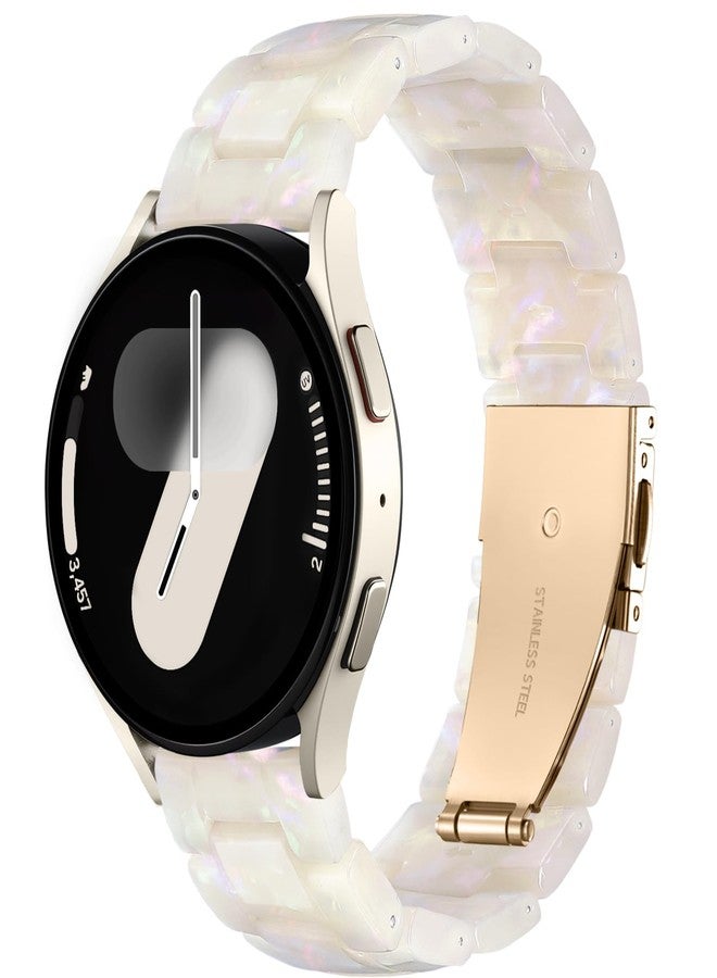 Lerobo Resin Band Compatible with Samsung Watch Bands 7 6 5 4 40mm 44mm for Women Men Galaxy Watch 4 6 Classic 42mm 46mm 43mm 47mm Galaxy 5 Pro 45mm Active 2 40mm 42mm, 20mm Watch Band Cream White - Image 1