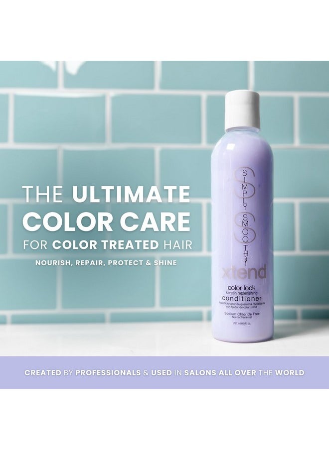 SIMPLY SMOOTH SIMPLY SMOOTH Color Lock Keratin Replenishing Conditioner, 8.5 Fl Oz - Slows Color Fade & Prolongs Hair Service, Sodium Chloride Free, Gently Cleanses, Infused with Collagen, Salon-Quality  - Image 2