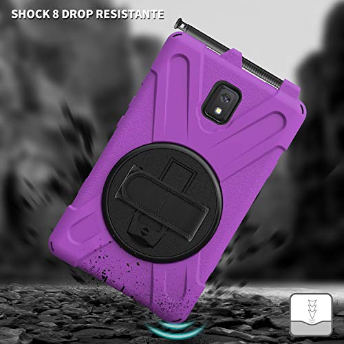 Rantice Samsung Galaxy Tab Active 3 8.0 Case, Heavy Duty Rugged Shockproof Drop Protection Case with 360 Stand, Handle Hand Strap & Shoulder Strap for GalaxyTabActive3 8" 2020 T570/T575/T577 (Purple) - Image 4