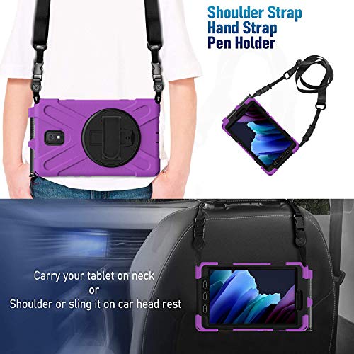 Rantice Samsung Galaxy Tab Active 3 8.0 Case, Heavy Duty Rugged Shockproof Drop Protection Case with 360 Stand, Handle Hand Strap & Shoulder Strap for GalaxyTabActive3 8" 2020 T570/T575/T577 (Purple) - Image 5