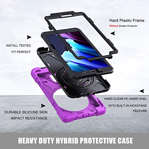 Rantice Samsung Galaxy Tab Active 3 8.0 Case, Heavy Duty Rugged Shockproof Drop Protection Case with 360 Stand, Handle Hand Strap & Shoulder Strap for GalaxyTabActive3 8" 2020 T570/T575/T577 (Purple) - Image 2