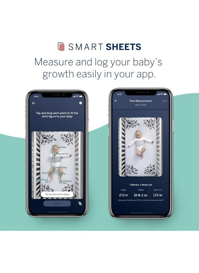 Nanit - Smart Sheets – 100% Cotton Fitted Crib Sheets For Standard Crib, Works With Baby Monitors To Measure Your Baby'S Heightblue - Image 1