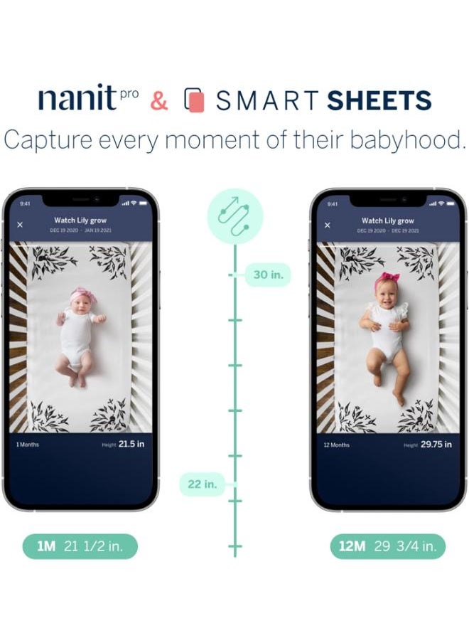 Nanit - Smart Sheets – 100% Cotton Fitted Crib Sheets For Standard Crib, Works With Baby Monitors To Measure Your Baby'S Heightblue - Image 1
