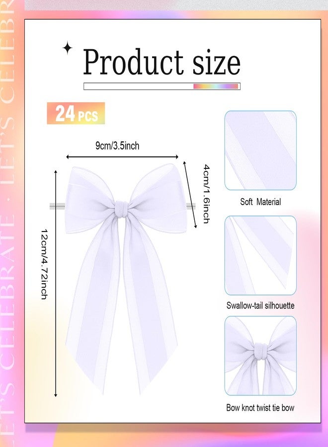 Maysing 24 Pcs White Wedding Organza Twist Tie Bows 4 x 5 Inches Pretied Ribbon Bow Decoration DIY Craft for Treat Bags Gift Wrapping Basket Garland Wedding Birthday Holiday Baby Shower Party Decor - Image 2