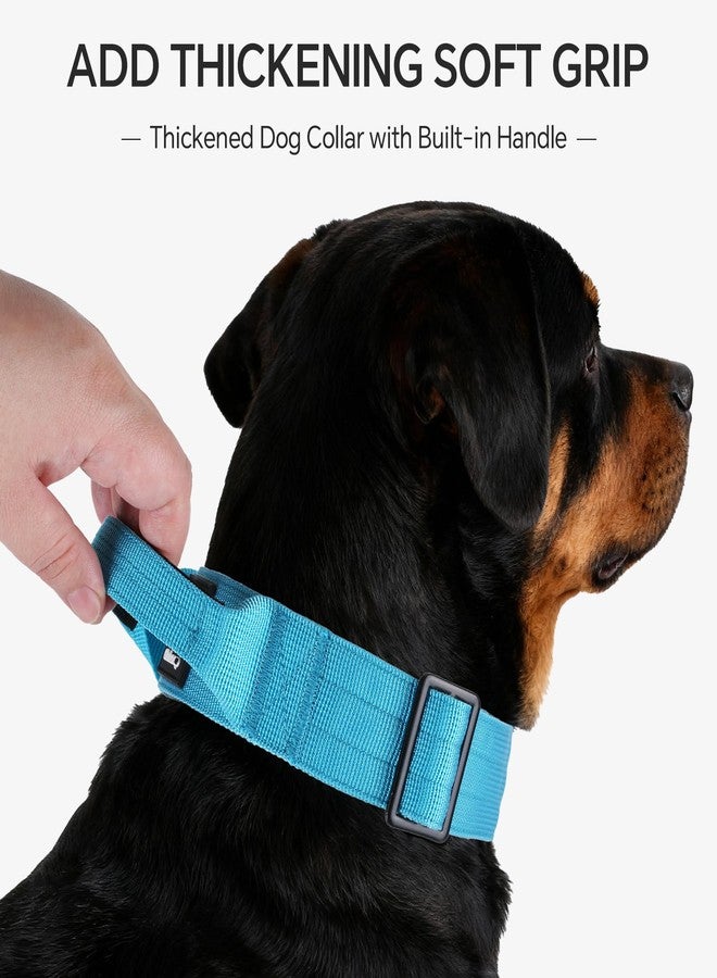 Glohoop Tactical Thick Dog Collar, Adjustable Training Nylon Dog Collar, Heavy Duty Metal Buckle & Control Handle for Small Medium Large Dogs (L, Blue) - Image 4