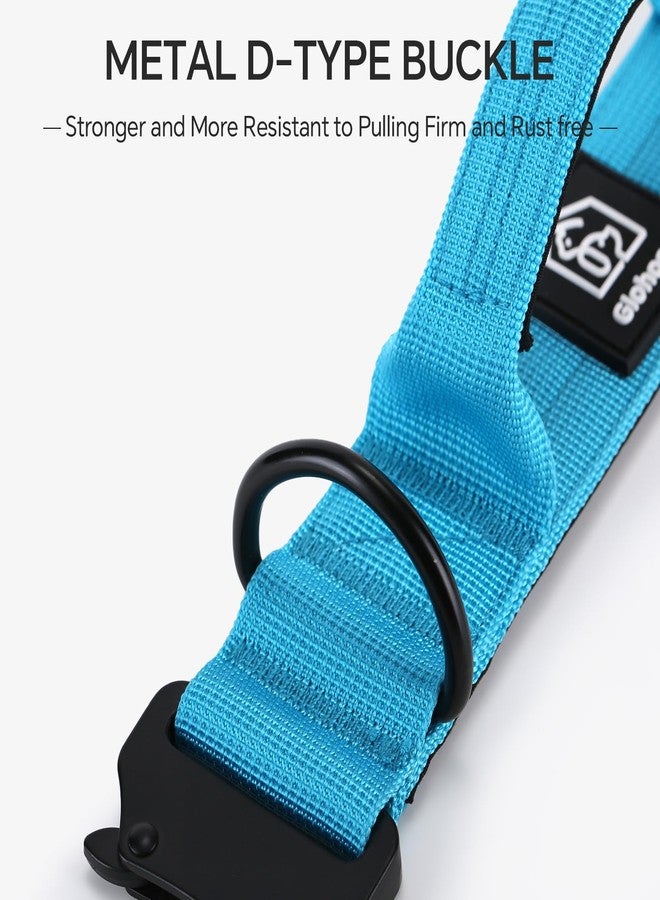 Glohoop Tactical Thick Dog Collar, Adjustable Training Nylon Dog Collar, Heavy Duty Metal Buckle & Control Handle for Small Medium Large Dogs (L, Blue) - Image 5