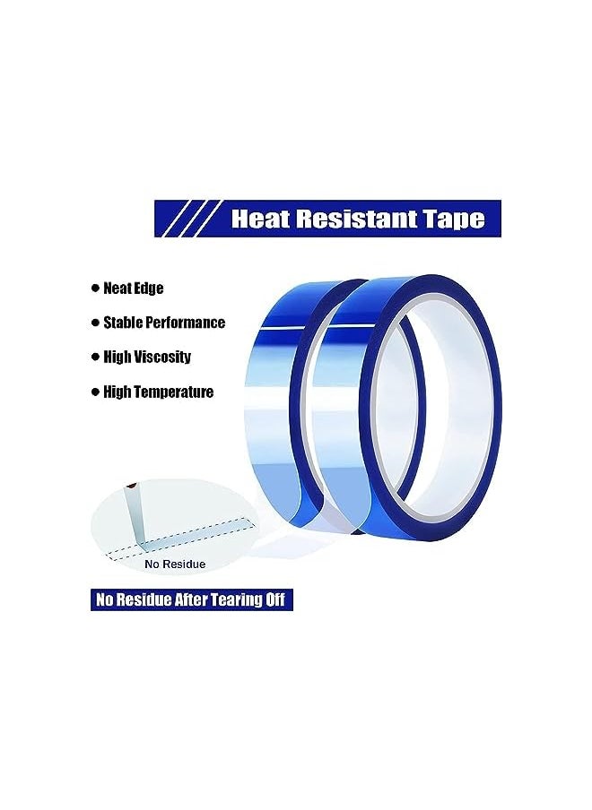 PROMASS - promass Heat Tape, 2 Pack High Temperature Heat Resistant Tape, No Residue High Temperature Tape, Heat Resistant Tape Setfor Heat Transfer Electronics Masking and Heat Press (Blue 20mmx33m) - Image 1