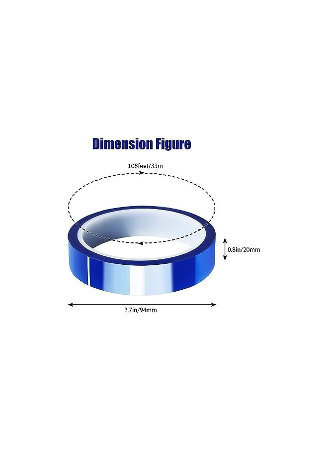 PROMASS - promass Heat Tape, 2 Pack High Temperature Heat Resistant Tape, No Residue High Temperature Tape, Heat Resistant Tape Setfor Heat Transfer Electronics Masking and Heat Press (Blue 20mmx33m) - Image 1