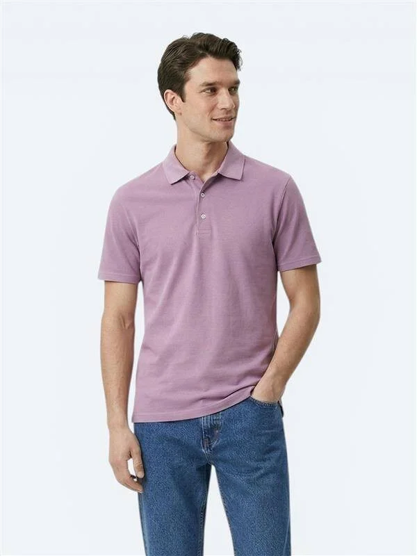 Kip Lilac Plain Polo Neck 100% Cotton T-Shirt