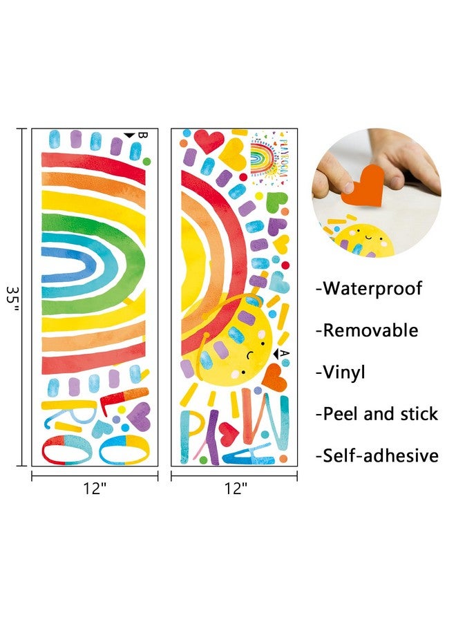 Mfault Playroom Rainbow Wall Decals Stickers, Watercolor Sun Love Hearts Nursery Decorations Kids Bedroom Art, Neutral Toddler Boy Girl Baby Living Room Classroom Decor - Image 2