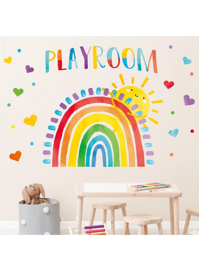 Mfault Playroom Rainbow Wall Decals Stickers, Watercolor Sun Love Hearts Nursery Decorations Kids Bedroom Art, Neutral Toddler Boy Girl Baby Living Room Classroom Decor - Image 4