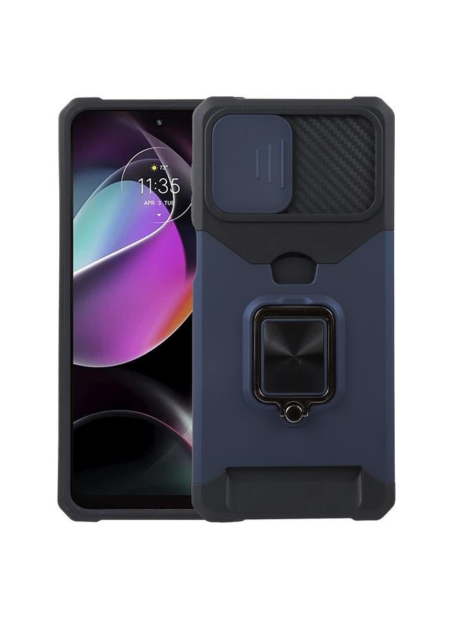 اس-توب جراب لهاتف Motorola Moto G 5G 2023 مزود بفتحة بطاقة ودرع كاميرا مع حامل حلقي - Image 1
