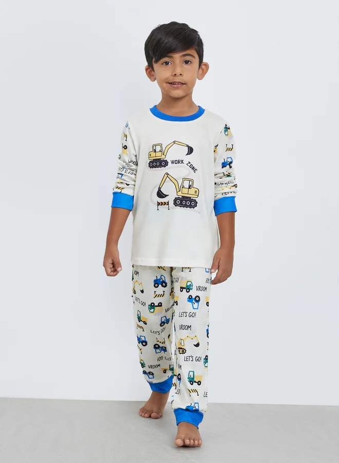 ستايلي Styli Boys Truck Graphic Print Top and Pyjama Set