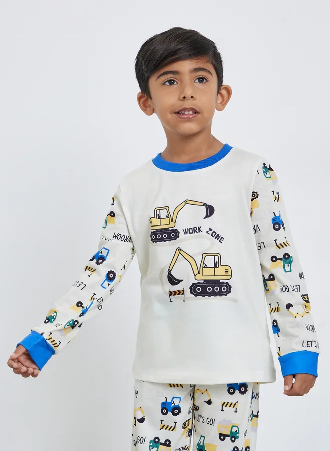 ستايلي Styli Boys Truck Graphic Print Top and Pyjama Set