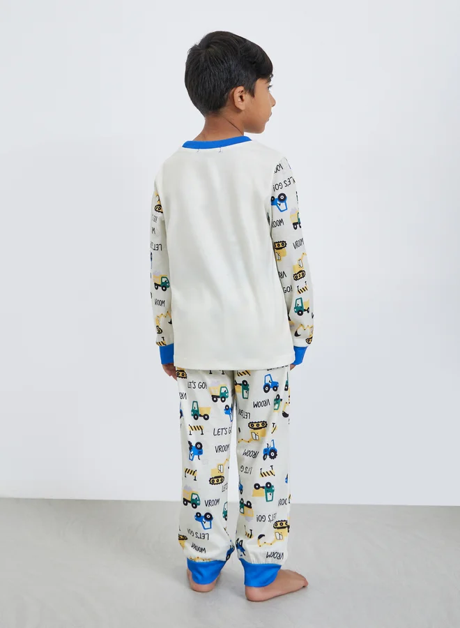 ستايلي Styli Boys Truck Graphic Print Top and Pyjama Set