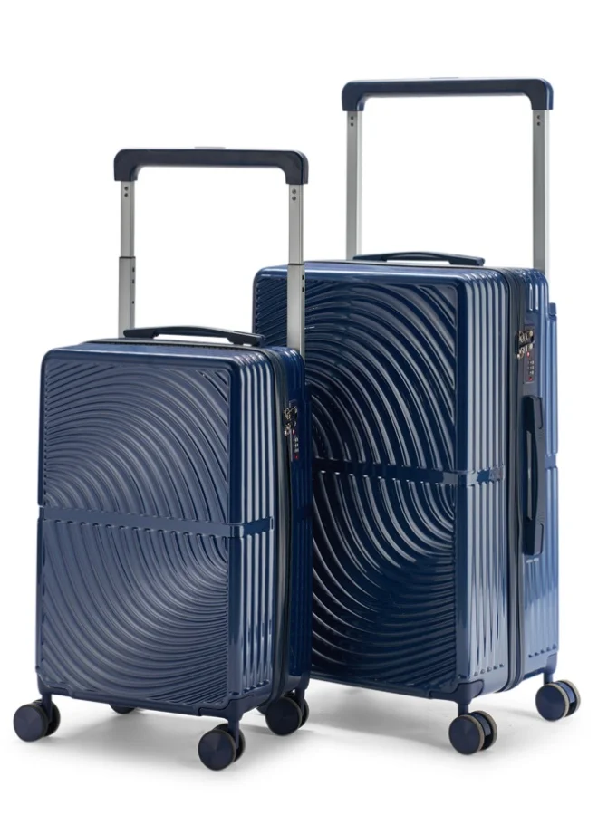 ليمرا طقم شنط سفر من ليمرا مصنوع من مادة البولي كربونات مكون من 2 حقيبة أمتعة مقاس 24"-20" بوصة لون أزرق