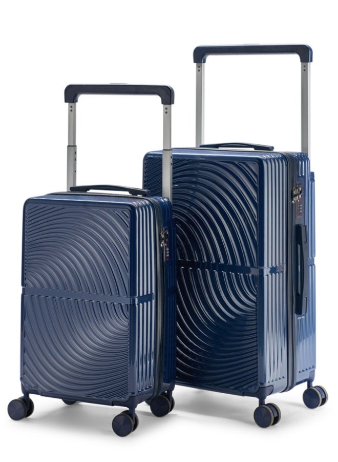 ليمرا طقم شنط سفر من ليمرا مصنوع من مادة البولي كربونات مكون من 2 حقيبة أمتعة مقاس 24"-20" بوصة لون أزرق - Image 2