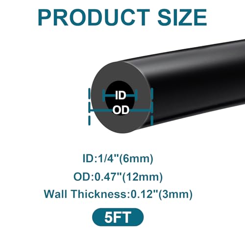 SDZONGES Vacuum Hose Automotive, 5FT ID 1/4"(6mm) Vacuum Hose, 130PSI Max Pressure Silicone Vacuum Tube Black. - Image 2