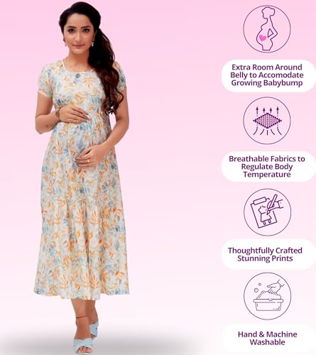 RITIJYA Feeding Kurtis for Women with Zip | Maternity Gown Pregnancy Dress for Nursing Mothers | Viscose Rayon | Maternity Wear Feeding Dress Tops (4XL, Joyous White,9019_48) - Image 3