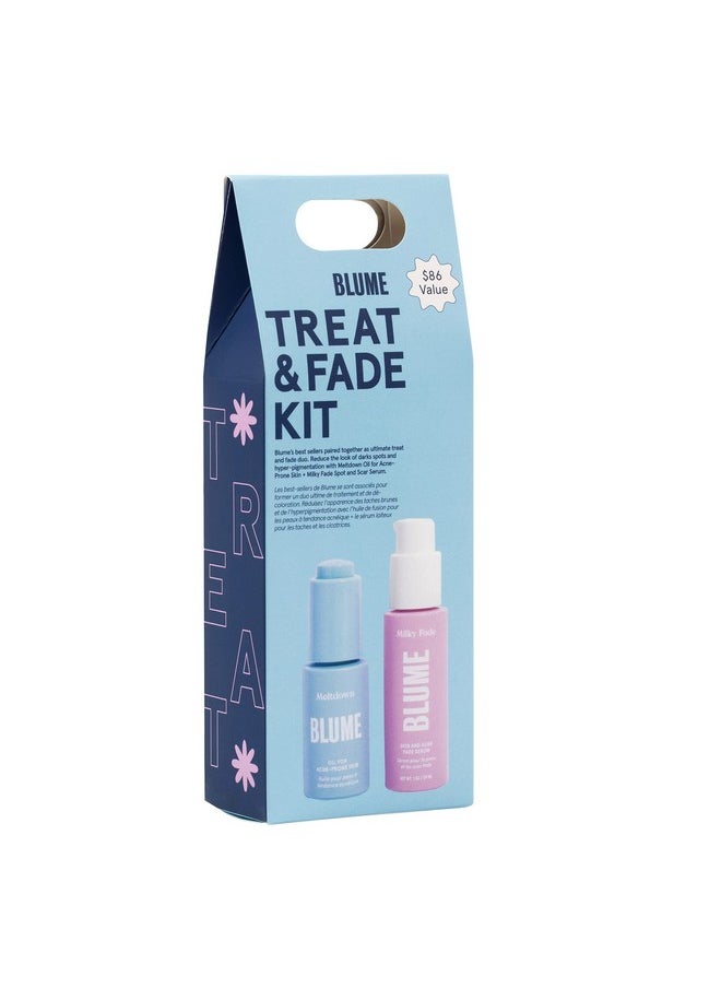 Blume - Blume Treat and Fade Skin Care Set - Meltdown Face Oil & Milky Fade Acne Scar Care - 2 Step Skin Care Kit to Help Fade Dark Spots, Repair Skin Barrier & Brighten Complexion (2 Count) - Image 1