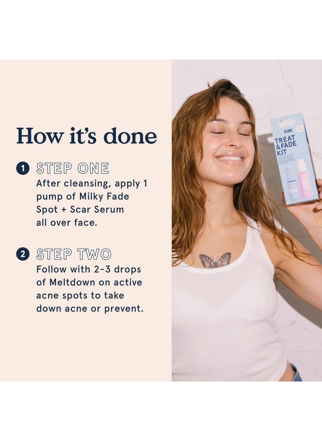 Blume - Blume Treat and Fade Skin Care Set - Meltdown Face Oil & Milky Fade Acne Scar Care - 2 Step Skin Care Kit to Help Fade Dark Spots, Repair Skin Barrier & Brighten Complexion (2 Count) - Image 1
