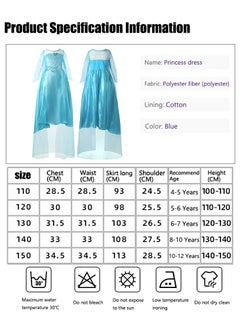 VUCATIN Elsa Princess Dress Frozen Costume Dress Girls Cosplay Costume with Accessories Crown Necklace Ring Earrings Magic Wand Gloves Birthday Cosplay Party (A)  - Image 5