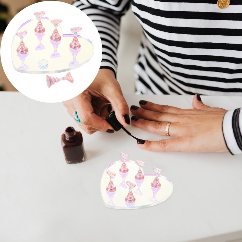 Nail Holder For Practice And Display Heart-Shaped Base Nail Art Stand For Beginners And Professionals Portable Fingernail Tips Display Tray Home Salon Use - Image 1