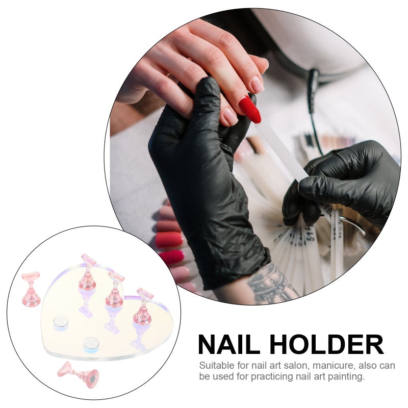 Nail Holder For Practice And Display Heart-Shaped Base Nail Art Stand For Beginners And Professionals Portable Fingernail Tips Display Tray Home Salon Use - Image 3
