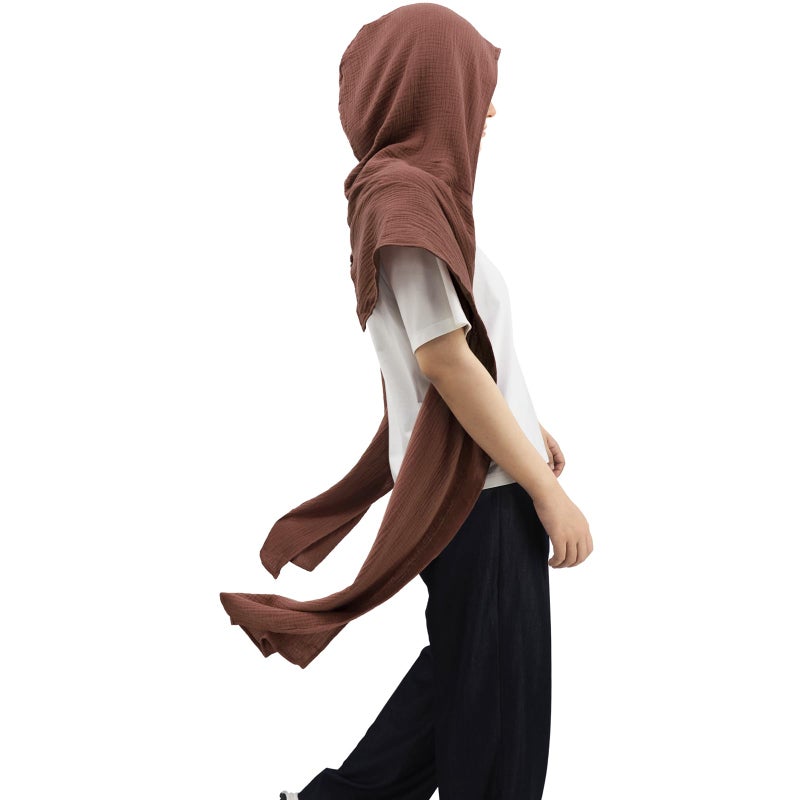 CosInStyle Women Men Fashion Shawl Scarf Cape | Multifunctional Hooded Cowl | Medieval Linen Cotton Cowl Hood |Vintage Goth Costume Accessory (Brown) - Image 2