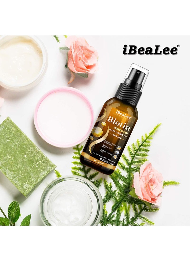 iBealee - Hair Growth Serum - Biotin Serum for Hair Regrowth Prevents Hair Loss and Natural Serum for Thicker, Stronger, Longer Hair for Men and Women-20ml - Image 1