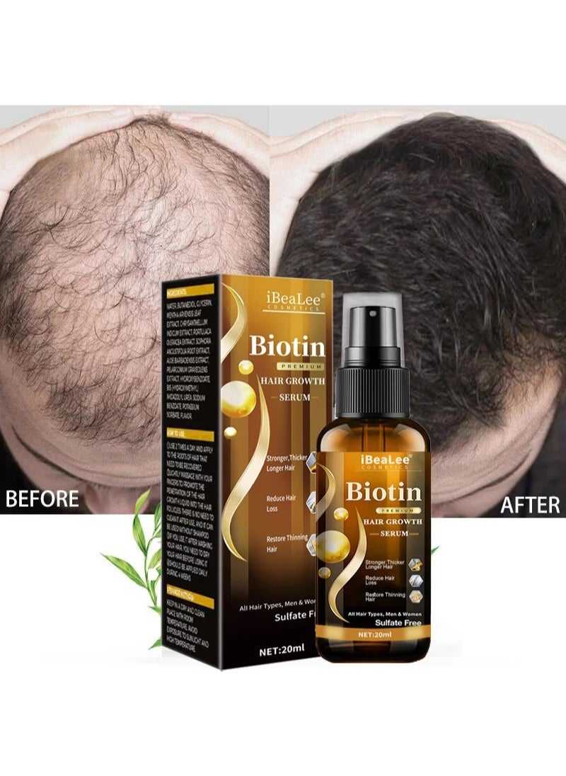 iBealee - Hair Growth Serum - Biotin Serum for Hair Regrowth Prevents Hair Loss and Natural Serum for Thicker, Stronger, Longer Hair for Men and Women-20ml - Image 1
