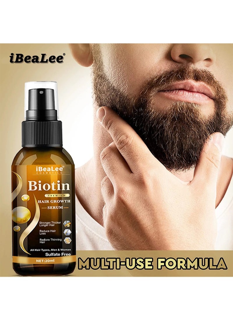 iBealee - Hair Growth Serum - Biotin Serum for Hair Regrowth Prevents Hair Loss and Natural Serum for Thicker, Stronger, Longer Hair for Men and Women-20ml - Image 1