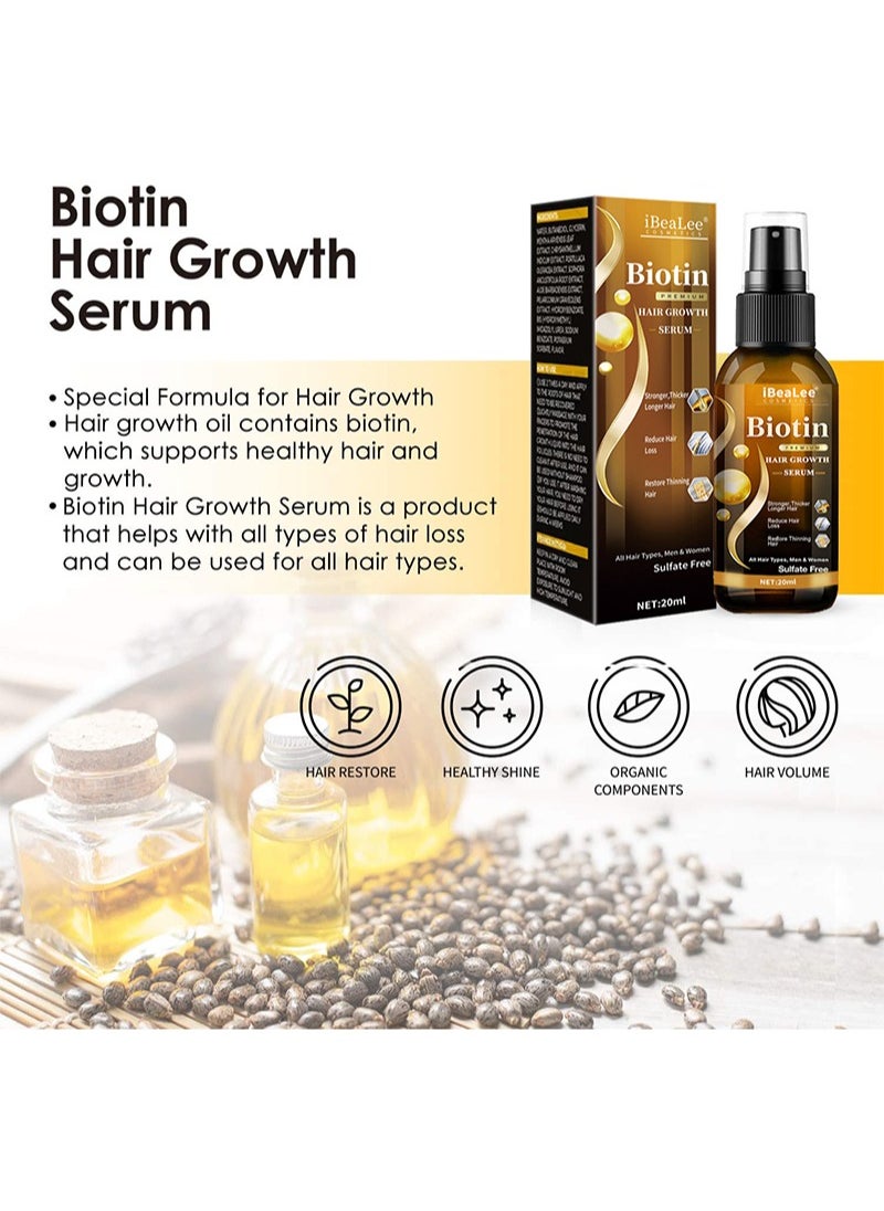iBealee - Hair Growth Serum - Biotin Serum for Hair Regrowth Prevents Hair Loss and Natural Serum for Thicker, Stronger, Longer Hair for Men and Women-20ml - Image 1