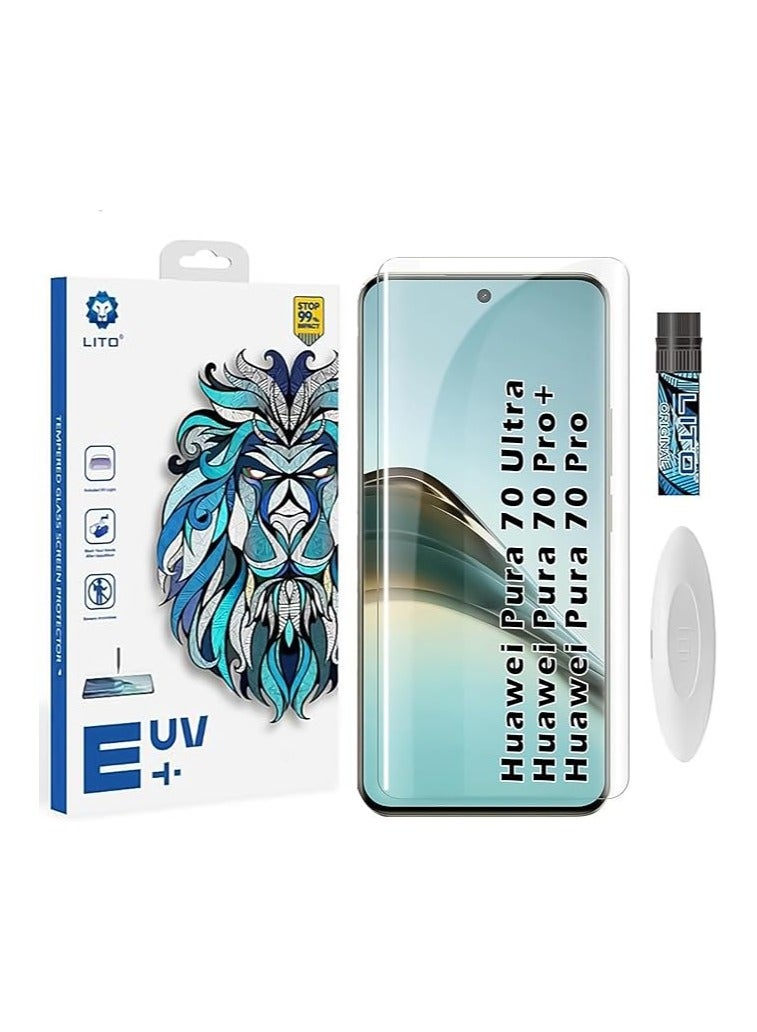 Lito Screen Protector Huawei Pura 70 Ultra/Huawei Pura 70 Pro/Pura 70 Pro+ [Liquid UV Tempered Glass] Full Screen adhesive [Sensitive Touch][Fingerprint Sensor Compatible] HD Transparent - Image 1
