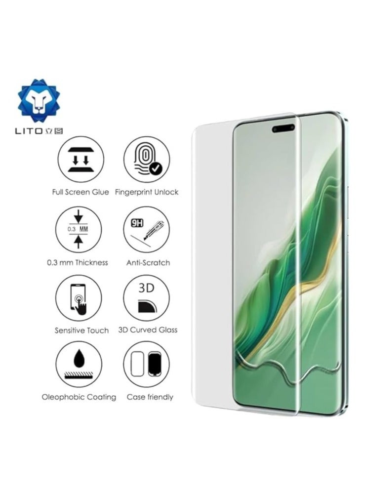 Lito Screen Protector Huawei Pura 70 Ultra/Huawei Pura 70 Pro/Pura 70 Pro+ [Liquid UV Tempered Glass] Full Screen adhesive [Sensitive Touch][Fingerprint Sensor Compatible] HD Transparent - Image 2