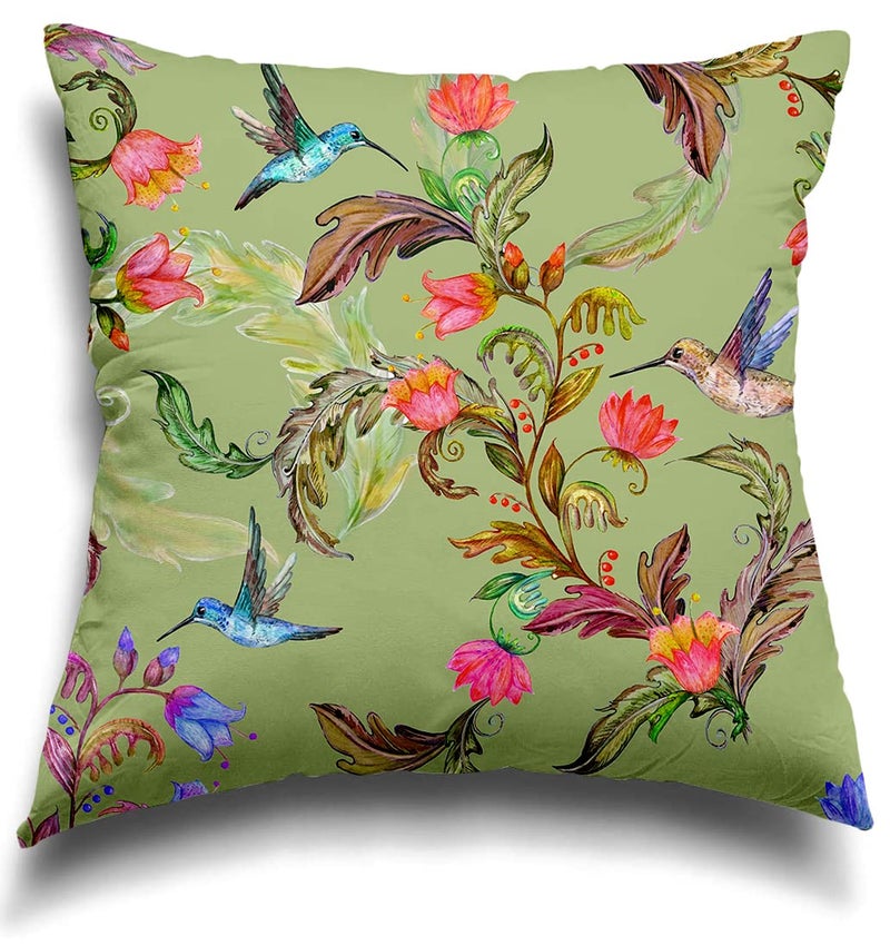 homewards Bird and Floral Cushion Cover Set of 5 Poly Satin Size 16x16 inches - Image 3