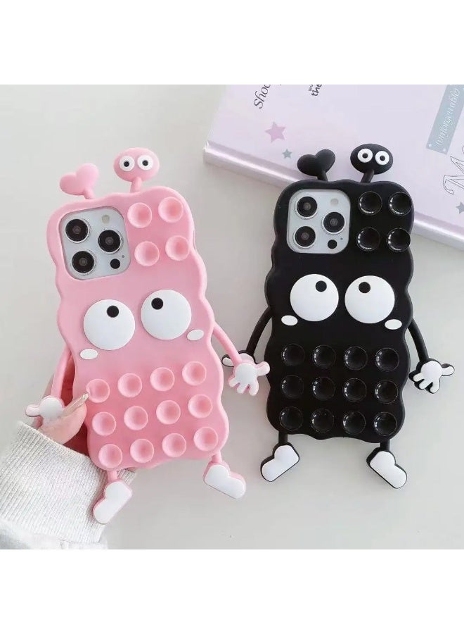 Small Coal Ball Phone Case iphone 13/14 Wallet Card Holder Crossbody Strap Full Wrap Shockproof Suction Cup Mobile Phone Accessories - Image 4