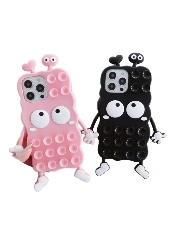 Small Coal Ball Phone Case iphone 13/14 Wallet Card Holder Crossbody Strap Full Wrap Shockproof Suction Cup Mobile Phone Accessories - Image 3