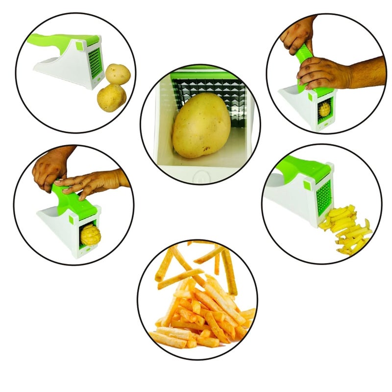 HARSHLOVE Potato Slicer and Dicer Chopper Potato Chipser French Fries Chips Maker Machine Vegetable Cutter Kitchen Tool Accessories Unbreakbale Green - Image 3