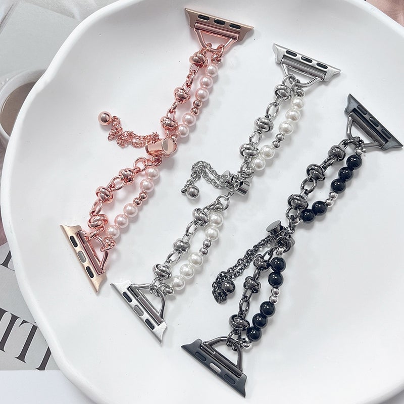 إيروريكس لساعة Apple Watch 8 45 مم سوار لؤلؤي معدني (أسود) - Image 5