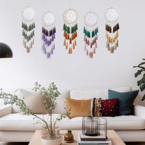 Artilady Macrame Dream Catchers for Bedroom - Tassel Wall Hanging Handmade Dreamcatchers Home Decor with Tassel Feather Ornament Craft Blessing Gift (Mix Brown) - Image 4
