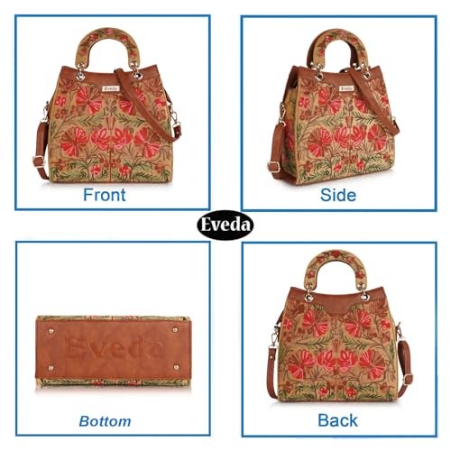 EVEDA Synthetic Leather Gorgeous Embrodeiry Stylish Design Hobo Women Handbag (Beige) - Image 3
