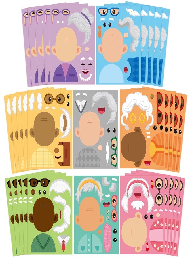 CY2SIDE 100th Days of School Grandparents Face Stickers - 40PCS Old Lady Grandpa Make a Face Sticker Sheet for Kids Classroom Reward, DIY 100 Days of School Craft Sticker Game Party Favor Home Project - Image 1