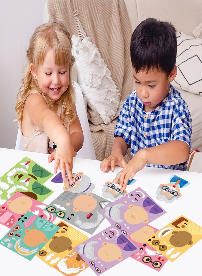 CY2SIDE 100th Days of School Grandparents Face Stickers - 40PCS Old Lady Grandpa Make a Face Sticker Sheet for Kids Classroom Reward, DIY 100 Days of School Craft Sticker Game Party Favor Home Project - Image 4