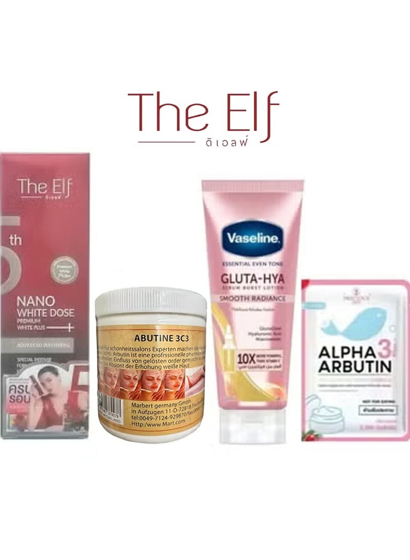 The Elf Nano White Dose Serum Whitening Set & Abutine 3C3 Cream & GLUTA-HYA Smooth Radiance & Alpha Arbutin