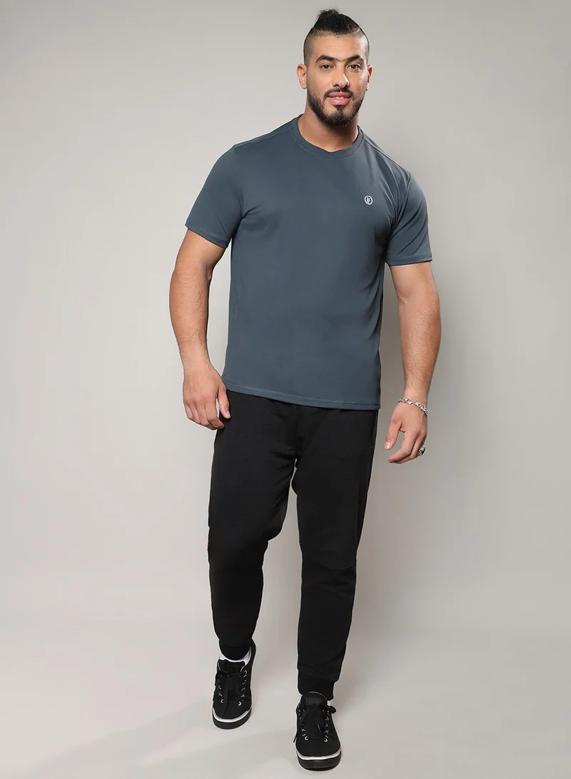 Instafab Plus Instafab Plus Men's Dark Grey Basic Activewear T-Shirt For Casual Wear | Crew Neck | Short Sleeve | Pull On Closure | Jersey T-Shirt Crafted With Comfort Fit For Everyday Wear
