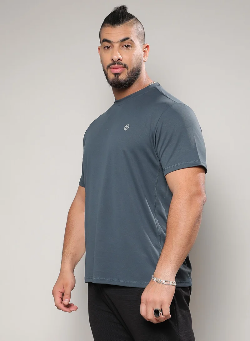 Instafab Plus Instafab Plus Men's Dark Grey Basic Activewear T-Shirt For Casual Wear | Crew Neck | Short Sleeve | Pull On Closure | Jersey T-Shirt Crafted With Comfort Fit For Everyday Wear